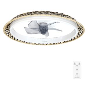 Cecotec EnergySilence LampAero 610 Natural Design Ventilador de Techo con 5 Aspas y Luz - 20W - Tulipa de Mimbre - 3 Tonos LED - Temporizador - 6 Velocidades - Modo Invierno - Color Madera Claro