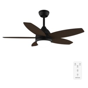 Cecotec EnergySilence Aero 4200 BlackandDarkWood Ventilador de Techo con 5 Aspas de Madera y Luz - 53W - Diametro de 42" - 3 Tonos LED - Temporizador - 3 Velocidades - Modo Invierno - Color Negro