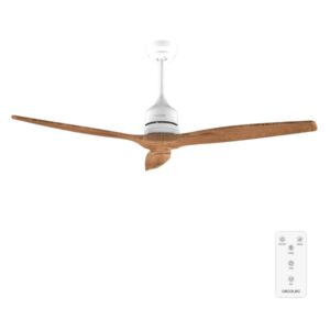 Cecotec EnergySilence Aero 5270 WhiteandBlackWood Ventilador de Techo de 3 Aspas de Madera - 40W - Diametro de 52" - Temporizador - 6 Velocidades - Modo Invierno - Altura Ajustable - Color Blanco