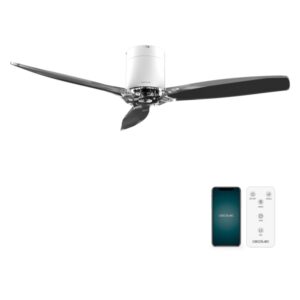 Cecotec EnergySilence Aero 5285 WhiteTransparent Connected Ventilador de Techo de 3 Aspas - 40W - Diametro de 52" - App - IP44 - Temporizador - 6 Velocidades - Modo Invierno - Color Blanco y Negro