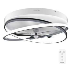 Cecotec EnergySilence LampAero 600 FlowLight Ventilador de Techo con 5 Aspas y Luz - 20W - Aro LED con 3 Tonos - Diametro de 24" - Temporizador - 3 Velocidades - Modo Invierno - Color Blanco y Negro