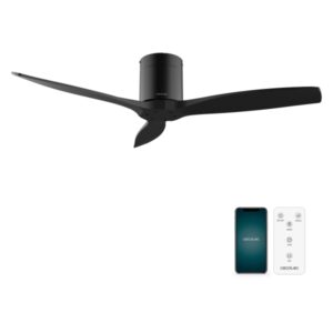 Cecotec EnergySilence Aero 5500 Aqua BlackandBlack Connected Ventilador de Techo de 3 Aspas - 40W - Diametro de 52" - WiFi y Mando a Distancia - IP44 - Temporizador - Modo Invierno - Color Negro