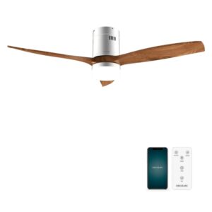 Cecotec EnergySilence Aero 5600 Aqua IronDarkWood Connected Ventilador de Techo con 3 Aspas de Madera y Luz - 40W - Diametro de 52" - LED - Wi-Fi - IP44 - Temporizador - 6 Velocidades - Color Blanco