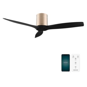 Cecotec EnergySilence Aero 5500 Aqua GoldBlack Connected Ventilador de Techo de 3 Aspas - 40W - Diametro de 52" - WiFi - Mando a Distancia - IP44 - Temporizador - Modo Invierno - Color Negro