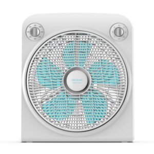 Cecotec EnergySilence 6000 Power Box Ventilador de Suelo con 5 Aspas - 50W - Funcionamiento Silencioso - Rejilla Giratoria Multidireccional - Temporizador Programable - 3 Velocidades - Color Blanco