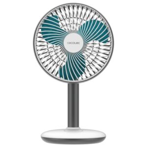 Cecotec EnergySilence 4000 Portable Desk Ventilador de Sobremesa Inalabrico - 4000mAh - Tactil - 4 Velocidades - Inclinacion Ajustable - Modo Brisa Natural - Cable - Diametro de 6" - Color Blanco y Gris