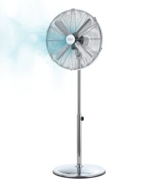Cecotec EnergySilence 620 Retrostyle Ventilador de Pie con 4 Aspas - Potencia de 50W - Diametro de 40cm - 3 Velocidades - Oscilacion Automatica - Altura Ajustable - Seguridad Garantizada - Color Plata