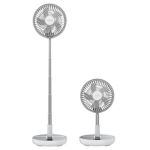 Cecotec EnergySilence 800 FoldAir Portable Ventilador de Pie Portatil con 5 Aspas - Bateria de 7200mAh - Plegable y Ajustable - Diametro de 8" - 3 Velocidades - Uso Sencillo - Color Blanco