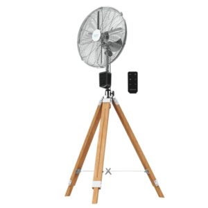 Cecotec EnergySilence 1600 Woody Smart Ventilador de Pie con 4 Aspas - 50W - Diametro de 40cm - 3 Velocidades - Temporizador - Altura Ajustable - Oscilante - Tripode de Madera - Acero Inoxidable