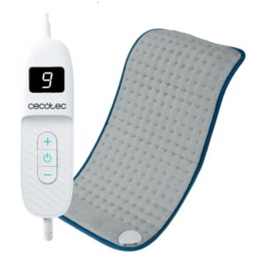 Cecotec HeatConfort 6000 ThermalPad Manta Electrica - Potencia de 100W - 9 Niveles de Temperatura - Controlador LCD - Temporizador de 120min - Lavado Facil - Cable Extralargo - 30x60cm - Color Gris