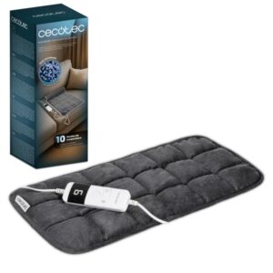 Cecotec HeatConfort 4000 ThermalPad Weighted Manta Electrica - 110W - Peso de 2kg - 10 Niveles de Temperatura - Temporizador - Control Extraible - Lavable a Maquina - 30x60cm - Color Gris Oscuro