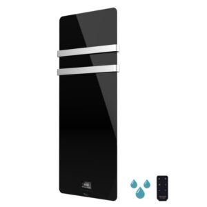 Cecotec ReadyWarm 9880 Toallero Electrico - 850W - Calefactor de Cristal - IP24 - Pantalla LED Tactil - Temporizador Semanal - Dos Colgadores de Acero Inoxidable - 48.5x8x122cm - Color Negro