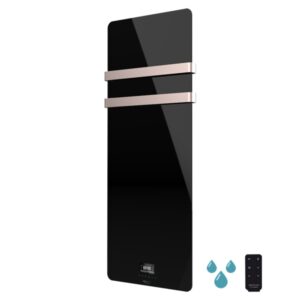 Cecotec ReadyWarm 9890 Toallero Electrico - 850W - Calefactor de Cristal - Dos Colgadores de Acero Inoxidable - Pantalla LED Tactil - Temporizador Semanal - IP24 - 48.5x8x122cm - Color Negro