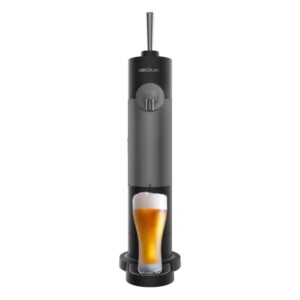 Cecotec BeerFlow 500 Dispensador de Cerveza Portatil - Compatible con Latas y Botellas - Control de Espuma Ajustable - Facil de Limpiar y Almacenar - Funciona con Pilas Aa - Color Negro y Gris