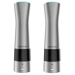 Cecotec InstantMill Press Duo Pack de 2 Molinillos Electricos de Especias - Cuerpo de Acero Inoxidable - Mecanismo Ajustable - Ventanas de Acrilico - Luz LED Incorporada - Resistente a Corrosion