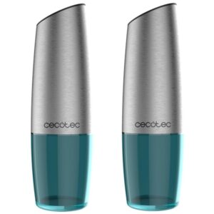 Cecotec InstantMill Gravity Duo Pack de 2 Molinillos Electricos de Especias - Cuerpo de Acero Inoxidable - Mecanismo Ajustable - Ventanas de Acrilico - Luz LED Incorporada - Resistente a Corrosion