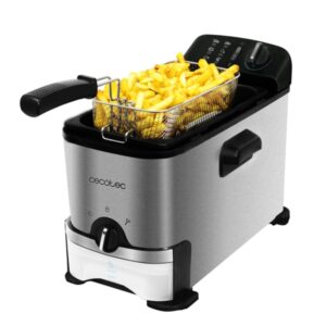 Cecotec Cleanfry Infinity 3000 Freidora Electrica - 2000W - Capacidad 3L - Sistema de Filtrado - Apto Lavavajillas - Temperatura Regulable - Antiolores - Recipiente de Aceite Extraible - Acero Inoxidable
