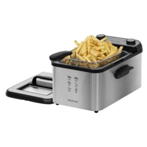 Cecotec Cleanfry Infinity 3000 Freidora Electrica - 2400W - Capacidad de 3L - Apto Lavavajillas - Tapa con Ventana - Filtro Antiolores - Temperatura hasta 190°C - Temporizador - Acero Inoxidable