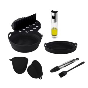 Cecotec Cecofry Pack de Accesorios para Freidora de Aire - Antiadherente - Apto Lavavajillas - Libres de BPA - Molde y Separador - Guantes y Brocha de Silicona - Dispensador de Aceite - Color Negro