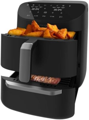Cecotec Cecofry FoodCourt 11000 Connected C Freidora sin Aceite 3 en 1 - 1850W - Coccion Simultanea - Wi-Fi - Capacidad 11L - Rango de 40 a 230°C - 8 Modos - Acero Inoxidable - Color Negro