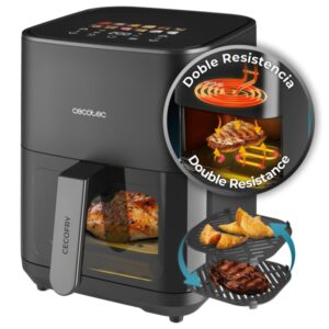 Cecotec Cecofry and Grill Duoheat 4000 Freidora sin Aceite 3 en 1 - Potencia de 1900W - Resultados Uniformes - Parrilla - Pizzas Crujientes - Capacidad de 4L - Control de Temperatura - Color Negro