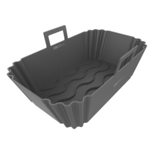Cecotec Cecofry TwinBucket Pack de 2 Moldes Rectangulares para Freidoras de 9 a 11L - Silicona de Alta Calidad - Resistente y Duradero - Superficie Antiadherente - Libre de BPA - Color Gris