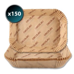 Cecotec Cecofry TwinBucket Pack de 150 Papeles para Freidora de Aire de Doble Cubeta - Rectangular - Resiste hasta 230 ºC - Listo para Usar - Facilita Limpieza de Cubeta - 24x18x4.5cm - Color Marron