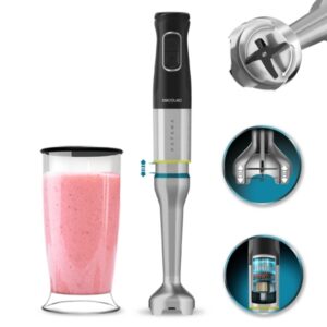 Cecotec Katana 15 Jar Batidora de Mano - Potencia de 1500W - Funcion Oscilante - Cuchillas de Titanio - 21 Velocidades - Campana Antisalpicaduras - Vaso 800ml BPA - Funcion Turbo - Color Negro