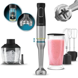 Cecotec Katana 15 Smash Batidora de Mano - 1500W - Funcion Oscilante - Cuchillas de Titanio - 21 Velocidades - Campana Antisalpicaduras - Funcion Turbo - Set Accesorios Completo - Color Negro