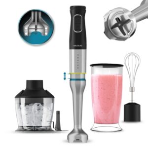 Cecotec Katana 12 Chop Batidora de Mano - 1200W - Funcion Oscilante - Cuchillas de Titanio - 21 Velocidades - Campana Antisalpicaduras - Accesorios Incluidos - Vaso 800ml con Tapa - Turbo - Color Negro