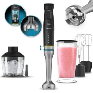Cecotec Katana 15 TotalDestroy Smash Batidora de Mano - 1500W - Cuchillas de Titanio - Funcion Oscilante - 21 Velocidades - Campana Antisalpicaduras - Set de Accesorios Completo - Turbo - Color Negro