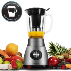 Cecotec Power Black Titanium 1800 Batidora de Vaso - 1800W - Jarra de 2.1L - Cuchilla Titanio 6 Hojas - Funcion Turbo - Sistema de Seguridad - Base Antideslizante - Filtro Licuados - Acero Inoxidable
