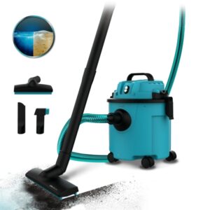 Cecotec Conga Rockstar Wet and Dry Compact Plus Aspirador de Trineo para Solidos y Liquidos - 1200W - Deposito de 16L - Funcion de Soplado - Incluye Accesorios - Ruedas de Goma - Color Turquesa