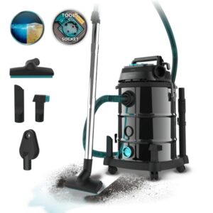 Cecotec Conga Rockstar Wet and Dry Steel Pro Tool Aspirador de Trineo - 1600W - Carcasa Metalica - Deposito 30L - Filtrado Multiple - Enchufe para Herramientas - Funcion de Soplado - Acero Inoxidable