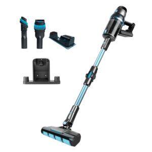 Cecotec Conga Rockstar 2500 Titanium ErgoWet Aspirador Escoba Vertical sin Cable - 680W - 26kPa - Autonomia 90min - Pantalla LED - Cepillo Motorizado - Accesorio Fregona - Color Negro y Azul