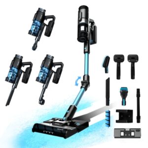 Cecotec Conga Rockstar 1500 Ray Ergowet Animal Aspirador Escoba Vertical sin Cable - 215W - 12kPa - Autonomia de 60min - Deposito de Agua - Cepillo Microfibras - Motor Ciclonico - Color Negro y Azul