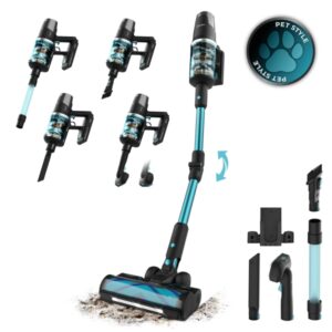 Cecotec Conga Rockstar 9500 Lunar Pet Flex Aspirador Escoba Vertical sin Cable - 780W - 30kPa - Autonomia 90min - Cepillo Antienredos - Pantalla LED - Especial Mascotas - Color Gris