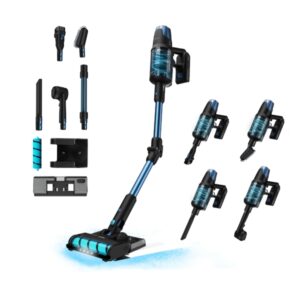 Cecotec Conga Rockstar 8500 Infinity ErgoWet Animal T Aspirador Escoba Vertical sin Cable - 680W - 30kPa - Autonomia 100min - Cepillo Motorizado - Deposito Agua - Color Negro y Azul