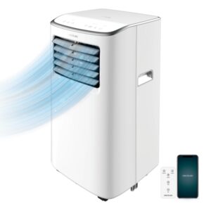 Cecotec ForceClima 7500 Aire Acondicionado Portatil - 792W - 1750 Frigorias - Capacidad 7000 BTU - Silencioso - Mando a Distancia - Pantalla LED - 4 Modos de Uso - Gas Ecologico R-290 - Color Blanco