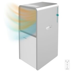 Cecotec ForceClima 1265 Aire Acondicionado Portatil - 3000 Frigorias - Capacidad 12000 BTU - Bomba de Calor - Cobertura hasta 28m2 - Funciones Multiples - Ruedas 360º - Color Gris y Blanco