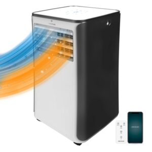 Cecotec ForceClima 9500 Aire Acondicionado Portatil - 1010W - 2250 Frigorias - 9000 BTU - Silencioso - Bomba de Calor - Wi-Fi - Cobertura hasta 25m2 - Deshumidificador - Ruedas 360º - Color Negro y Blanco