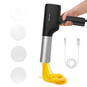 Cecotec Fun EasyPasta Maquina para Pasta y Churros - 40W - Portatil - Capacidad de 200g - Incluye 3 Discos para Pasta - Disco Exclusivo para Churros - Inalambrico - 50 Usos por Carga - Color Negro