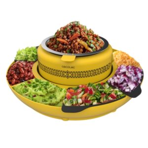 Cecotec Fun Taco Andale Maquina para Calentar Ingredientes para Tacos - 40W - Mantiene Calor - Organizador - Colorido y Divertido - Moldes de Silicona - Facil de Limpiar y Transportar - Color Amarillo