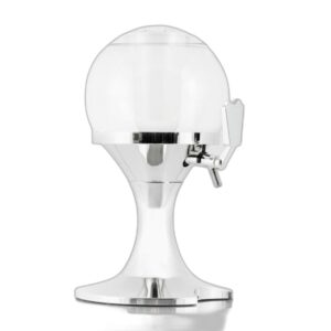 Innovagoods Ball Dispensador Refrigerante para Bebidas - Capacidad 3.5L - Compartimento para Hielo - Facil Limpieza - Deposito Transparente - Libre de BPA - 24x42cm - Color Cromado