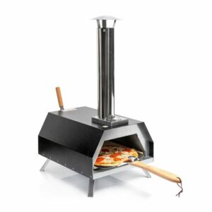 Innovagoods Pizzahven Horno para Pizza con Dispensador de Pellets - Control de Temperatura - Incluye Accesorios - Facil Transporte - 42x81x80cm - Color Negro y Acero