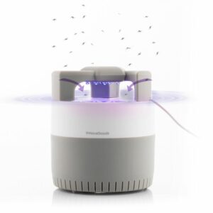 Innovagoods KL Silen Lampara USB Antimosquitos por Succion - Luz LED UV - Silenciosa - Alcance hasta 50m2 - Facil Limpieza - 12x14cm - Color Blanco y Gris