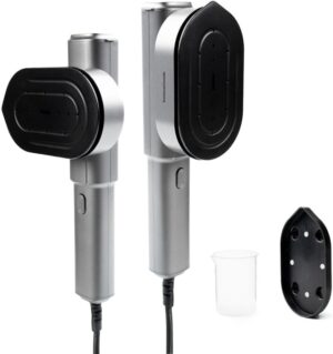 Innovagoods Plancha de Vapor Vertical 2 en 1 de Viaje - Potencia 1200W - Doble Orientacion - Vapor Continuo de 10 g/min - Deposito 100ml - Antiadherente - Incluye Accesorios - Color Gris y Negro