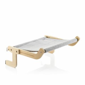 Innovagoods Hamacat Hamaca Colgante para Gatos - Facil Instalacion - Tela Transpirable - Apto para Lavadora - Multiposicion - Soporta hasta 20kg - 45.5x21x37.5cm - Color Gris y Beige