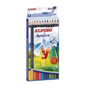Alpino Aqualine Pack con 12 Lapices de Colores Hexagonales Acuarelables - Mina de 3.3mm - Colores Surtidos
