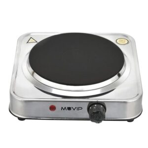 Muvip MV0644 Cocina Electrica de 1 Placa 1500W - Acero Inoxidable - 5 Niveles de Potencia - Termostato con Sistema de Seguridad